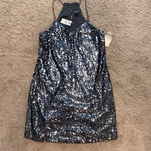 Express Dark Grey/Silver Sequin Dress